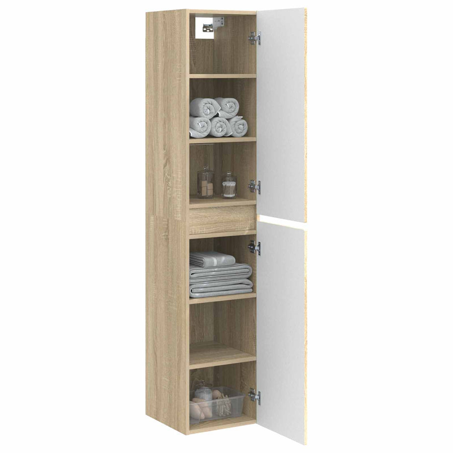 Wand Gemonteerde Badkamerkast Sonoma Eiken 33 x 34,5 x 160 cm