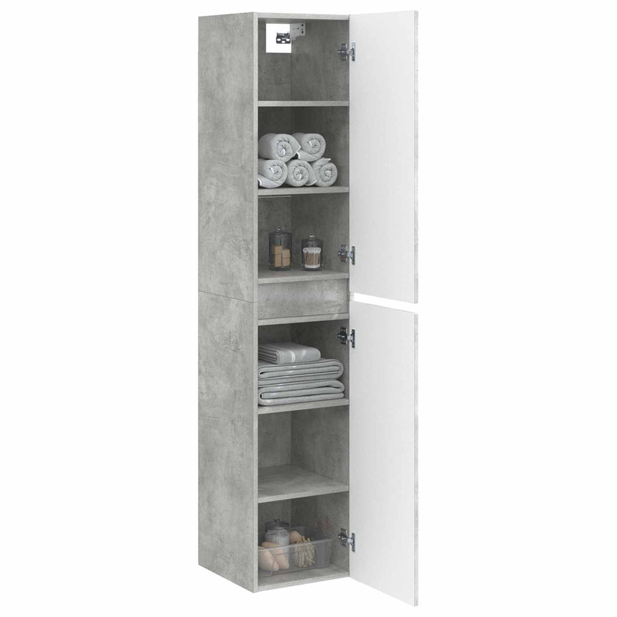 Wand Gemonteerde Badkamerkast Betongrijs 33 x 34,5 x 160 cm