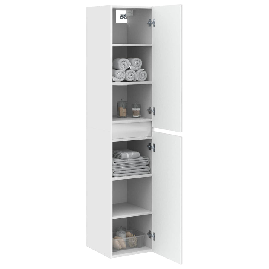 Wand Gemonteerde Badkamerkast Hoogglans Wit 33 x 34,5 x 160 cm