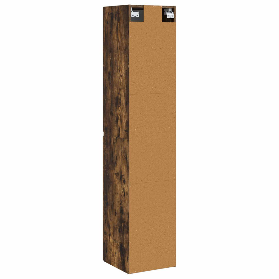 Wand Gemonteerde Badkamerkast Gerookt eiken 33 x 34,5 x 160 cm