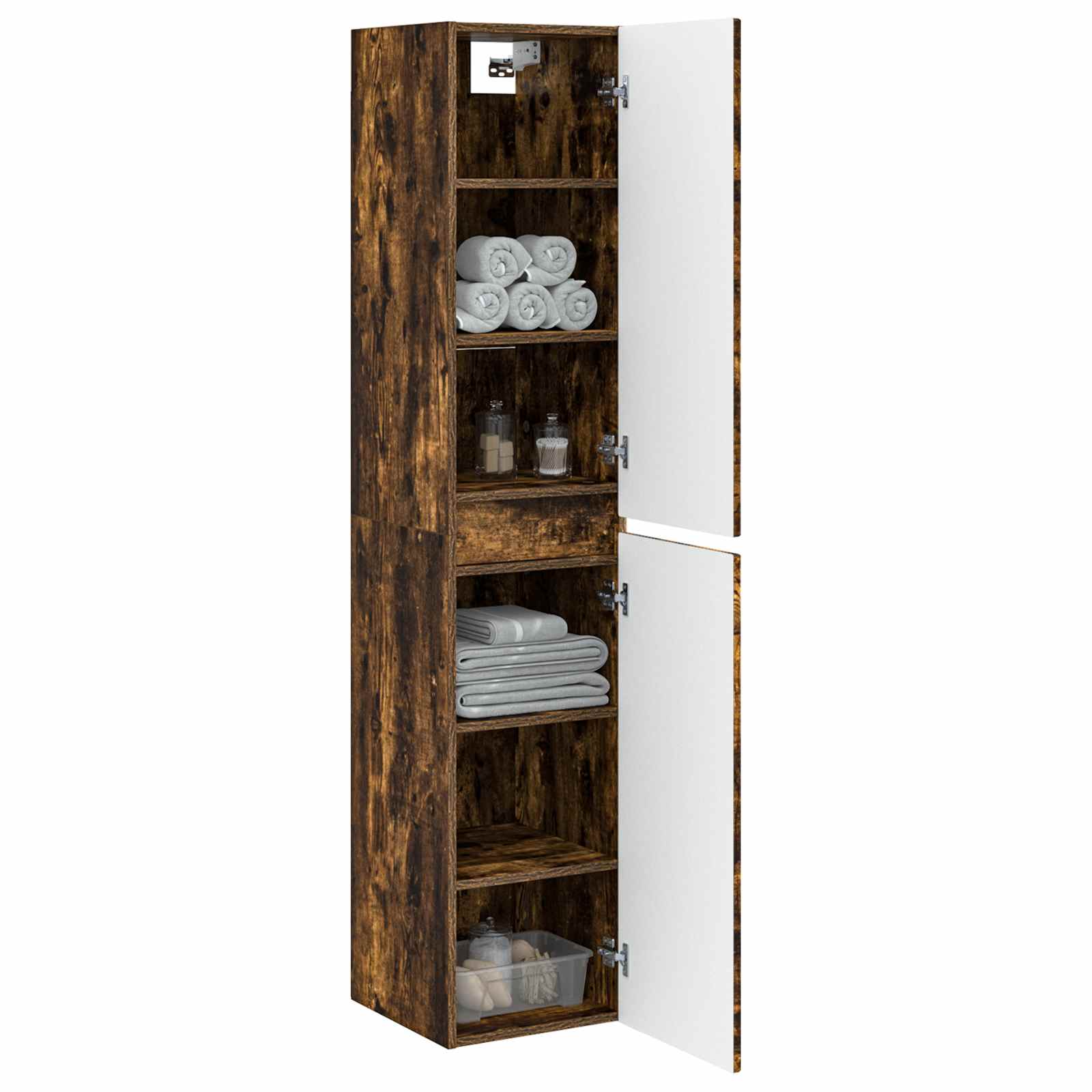 Wand Gemonteerde Badkamerkast Gerookt eiken 33 x 34,5 x 160 cm