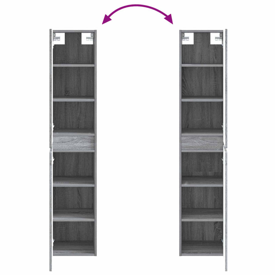 Wand Gemonteerde Badkamerkast Grijs Sonoma 33 x 34,5 x 160 cm