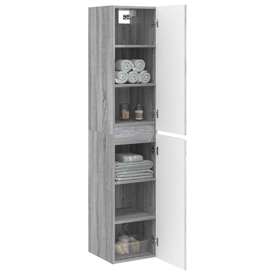 Wand Gemonteerde Badkamerkast Grijs Sonoma 33 x 34,5 x 160 cm