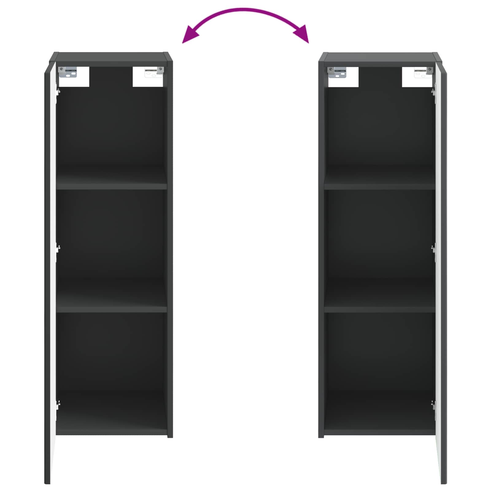 Wand Gemonteerde Badkamerkast Zwart 33 x 34,5 x 100 cm
