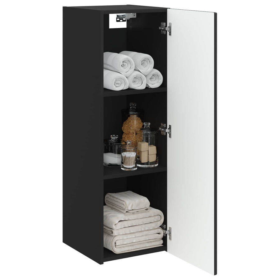 Wand Gemonteerde Badkamerkast Zwart 33 x 34,5 x 100 cm