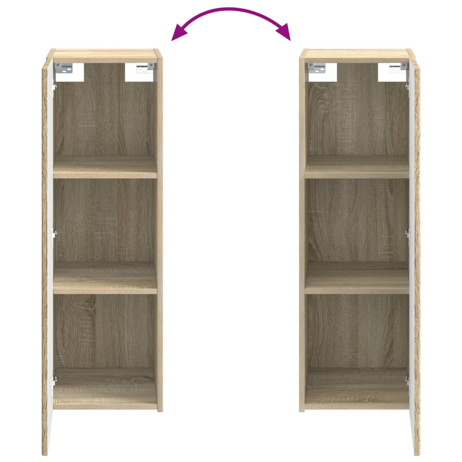Wand Gemonteerde Badkamerkast Sonoma Eiken 33 x 34,5 x 100 cm