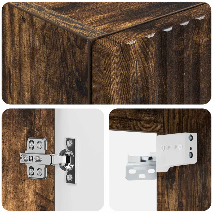 Wand Gemonteerde Badkamerkast Gerookt eiken 33 x 34,5 x 100 cm