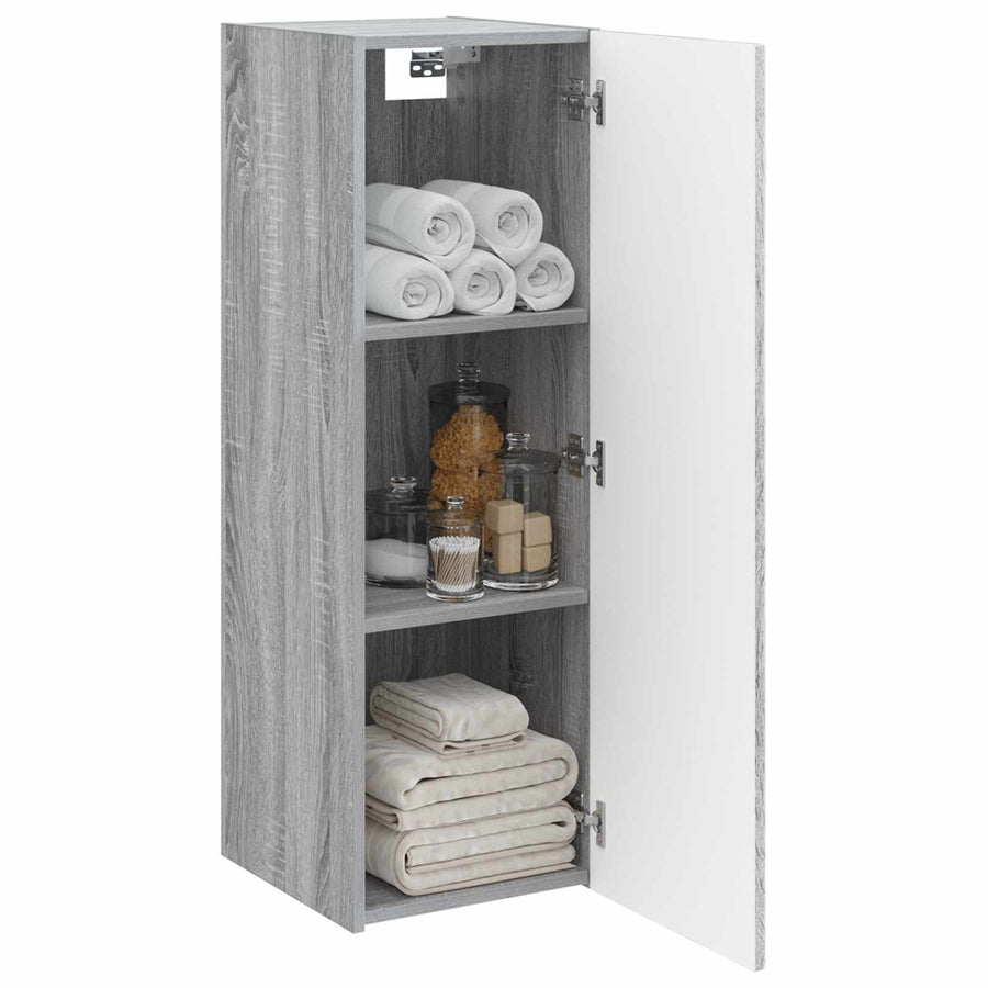Wand Gemonteerde Badkamerkast Grijs Sonoma 33 x 34,5 x 100 cm