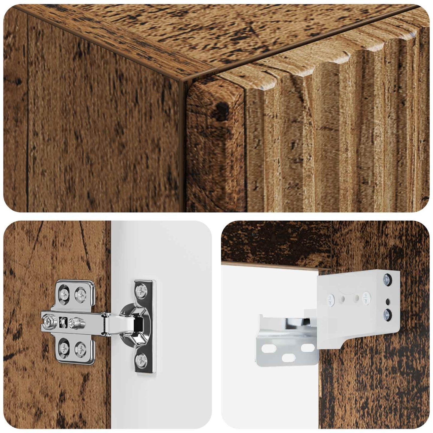 Wand Gemonteerde Badkamerkast Oud hout 33 x 34,5 x 100 cm