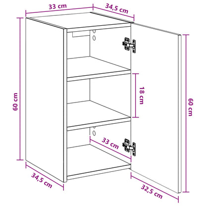 Wand Gemonteerde Badkamerkast Sonoma Eiken 33 x 34,5 x 60 cm