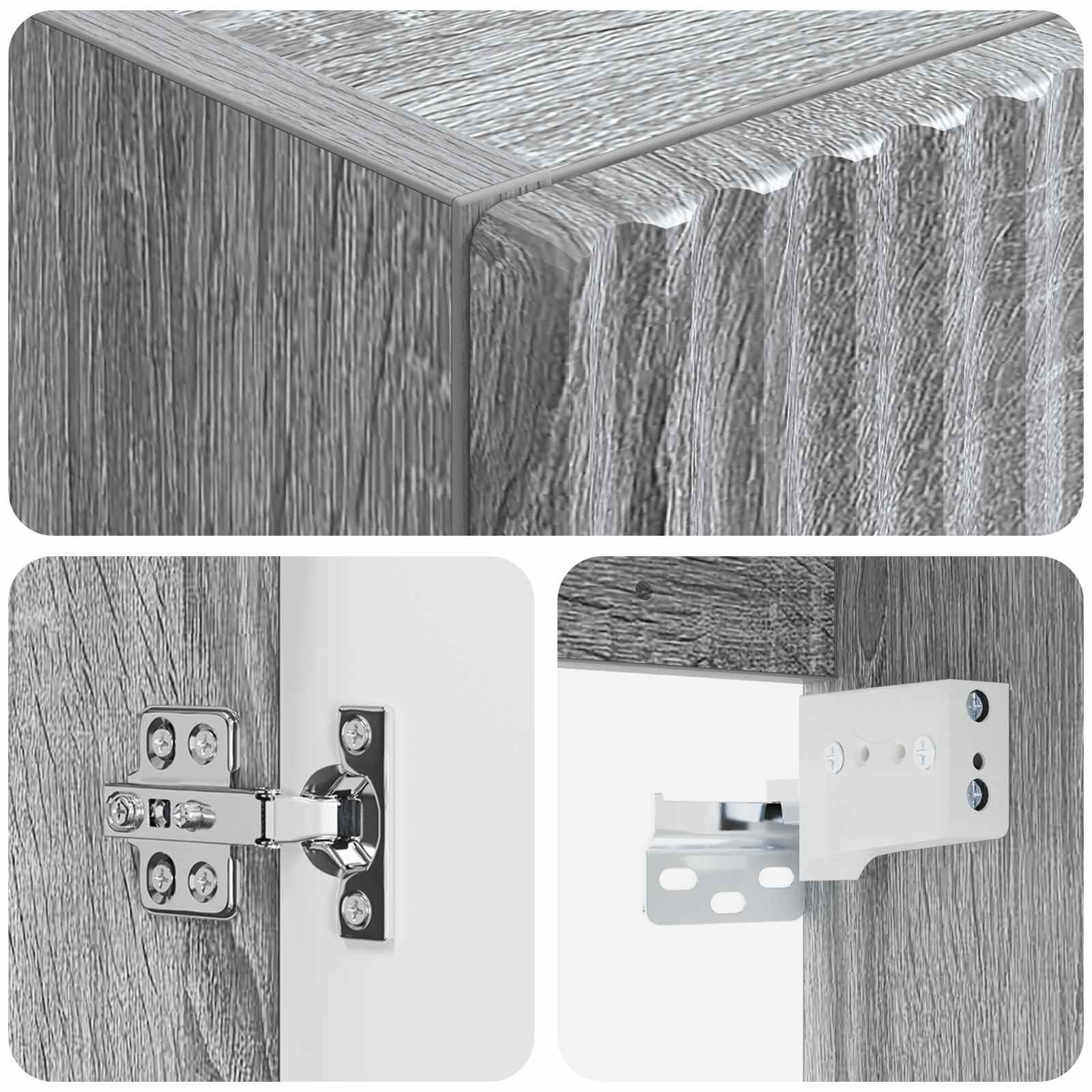 Wand Gemonteerde Badkamerkast Grijs Sonoma 33 x 34,5 x 60 cm