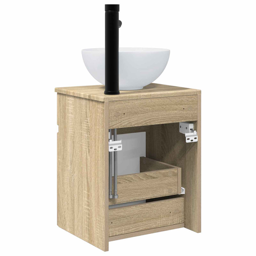 Wandgemonteerde wastafelmeubel Sonoma Eiken 39 x 35 x 63 cm