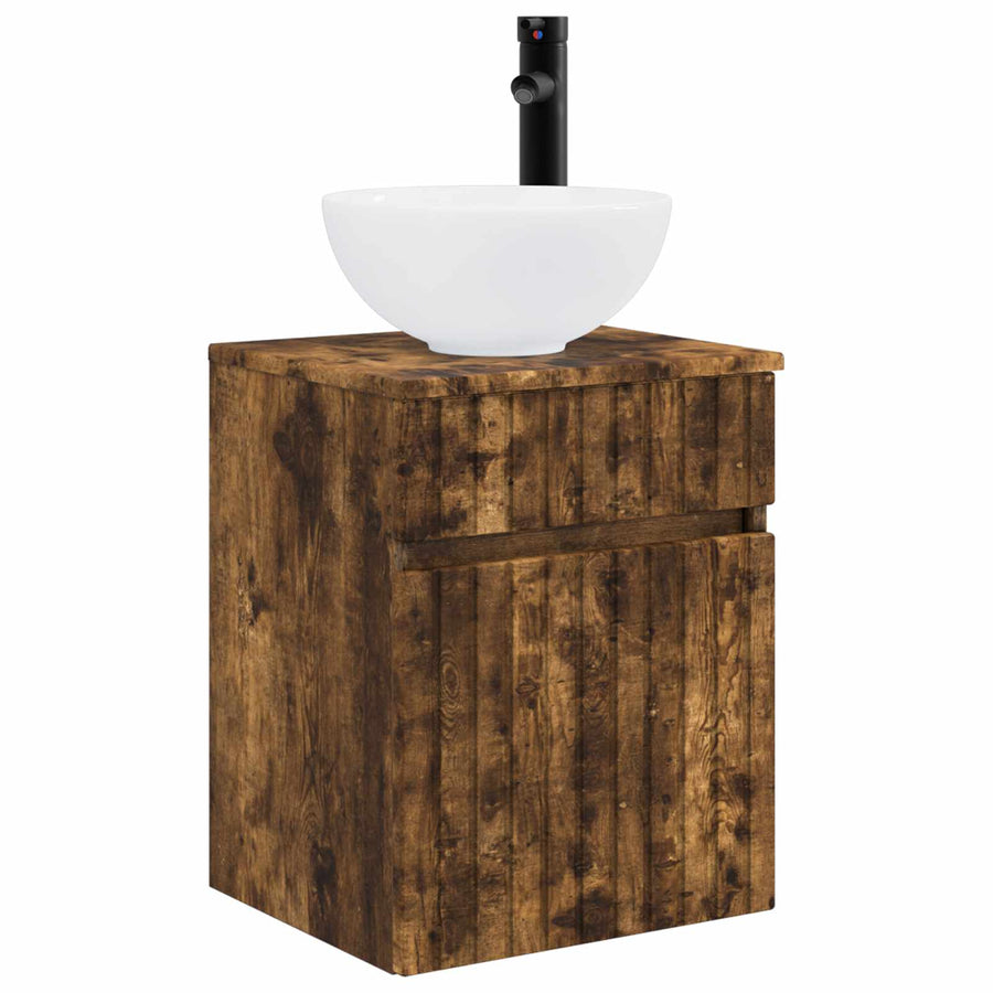 Wandgemonteerde wastafelmeubel Gerookt eiken 39 x 35 x 63 cm