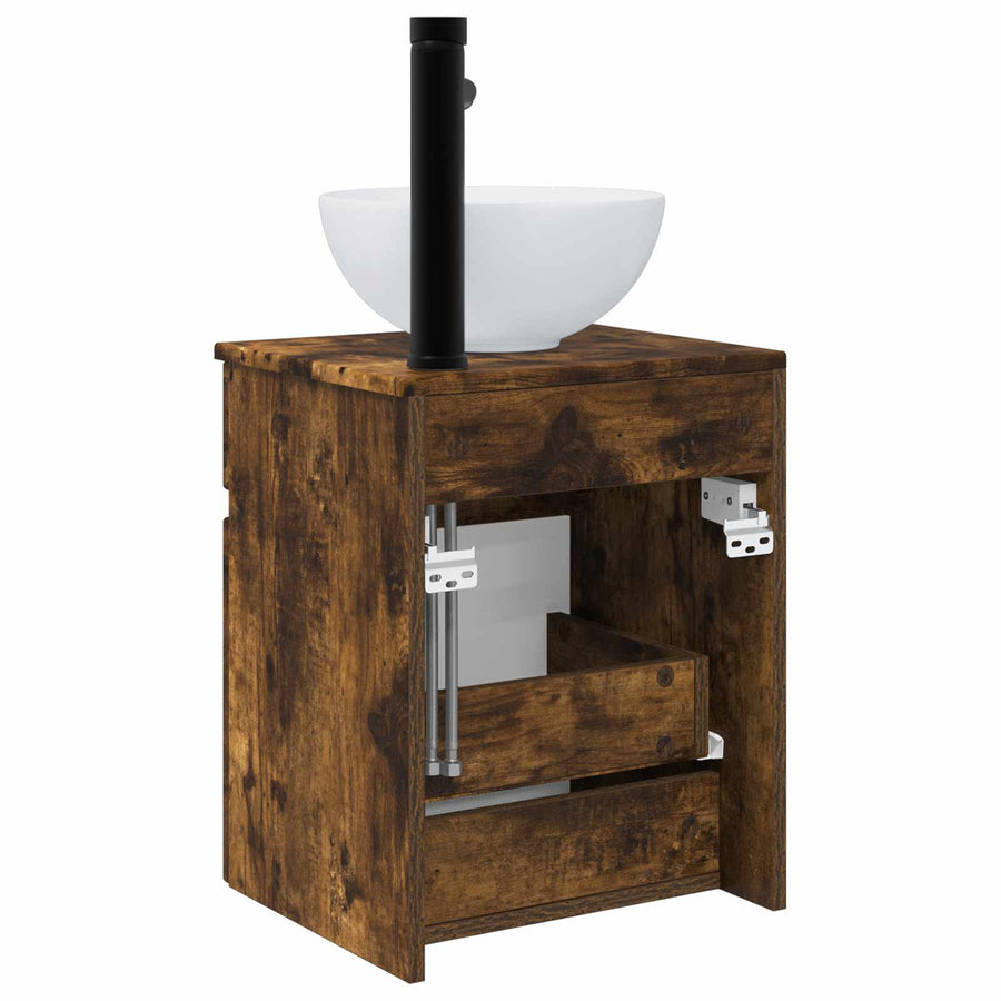Wandgemonteerde wastafelmeubel Gerookt eiken 39 x 35 x 63 cm