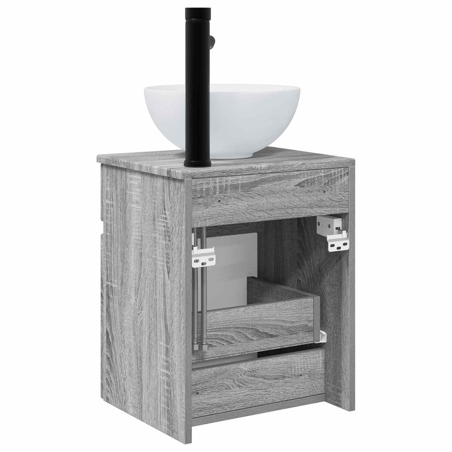 Wandgemonteerde wastafelmeubel Grijs Sonoma 39 x 35 x 63 cm