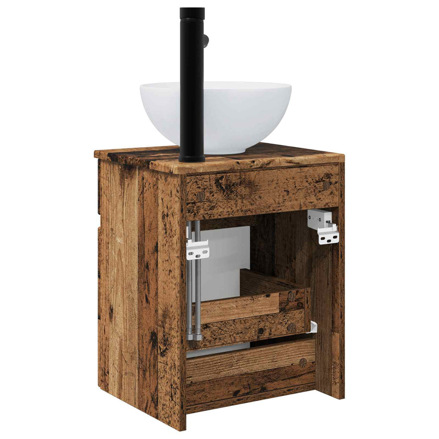 Wandgemonteerde wastafelmeubel Oud hout 39 x 35 x 63 cm