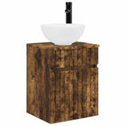 Wastafelmeubel muurbevestiging 39x41x64.5 cm gerookt eiken