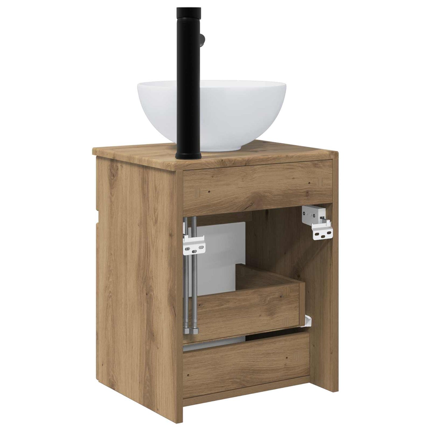 Wandgemonteerde wastafelmeubel Artisanaal eiken