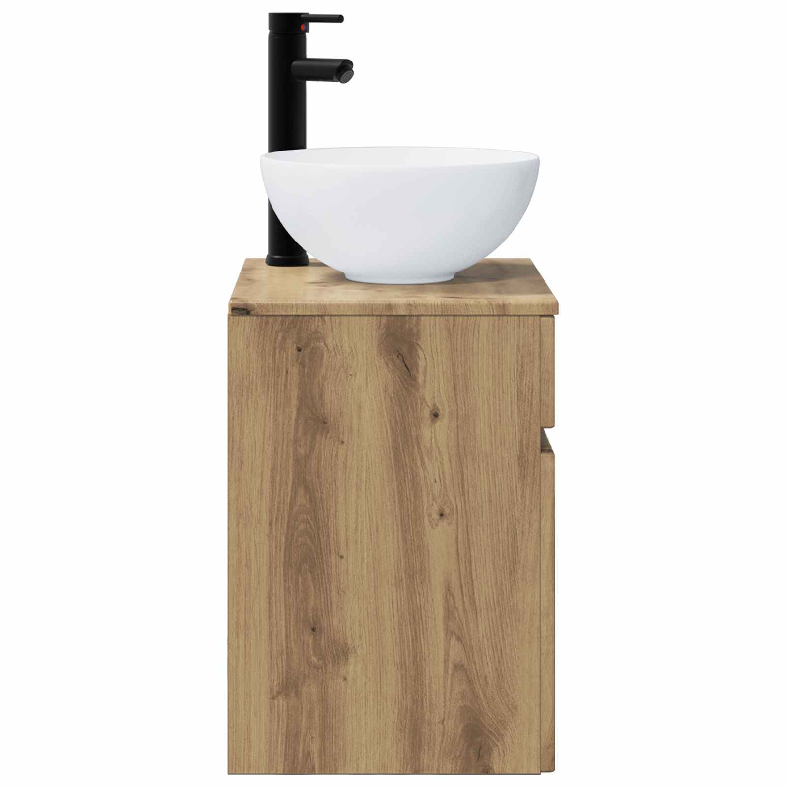 Wandgemonteerde wastafelmeubel Artisanaal eiken
