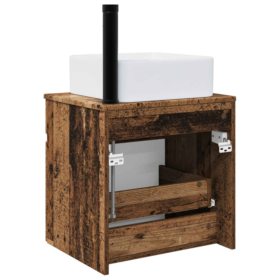 Wandgemonteerde wastafelmeubel Oud hout 49 x 41 x 63 cm