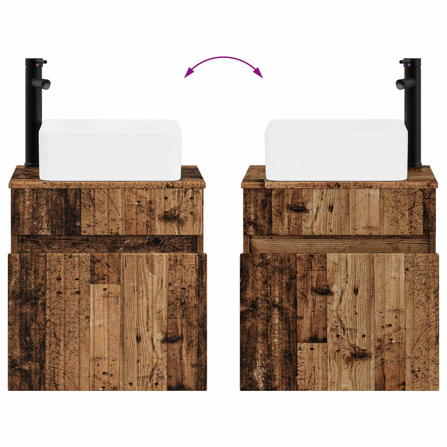 Wandgemonteerde wastafelmeubel Oud hout 49 x 41 x 63 cm