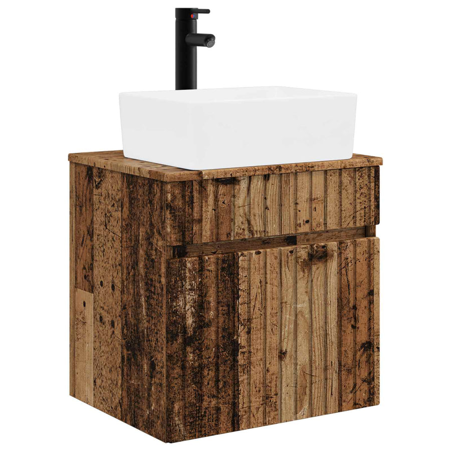 Wandgemonteerde wastafelmeubel Oud hout 49 x 41 x 63 cm