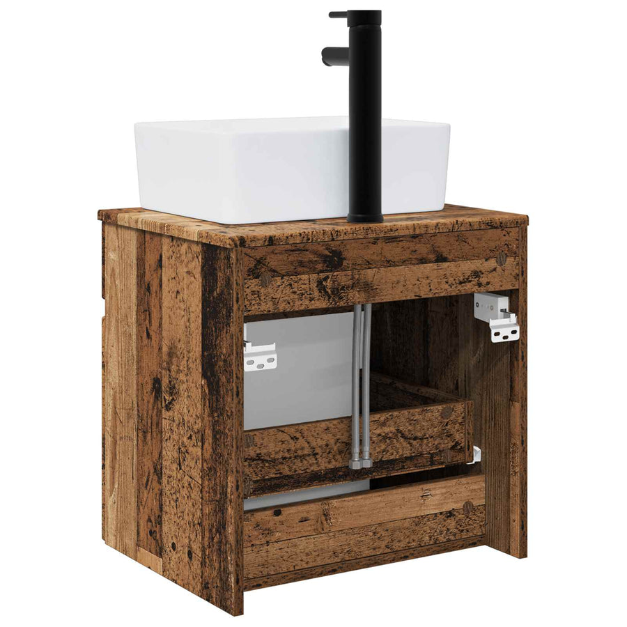 Wandgemonteerde wastafelmeubel Oud hout 49 x 41 x 63 cm