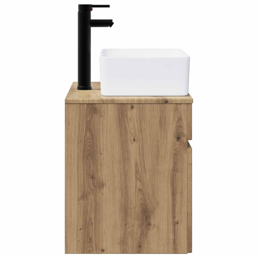 Wandgemonteerde wastafelmeubel Artisanaal eiken 49 x 41 x 63 cm