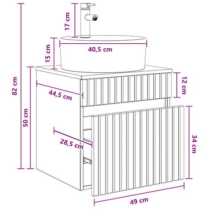 Wandgemonteerde wastafelmeubel Betongrijs 49 x 44,5 x 65 cm