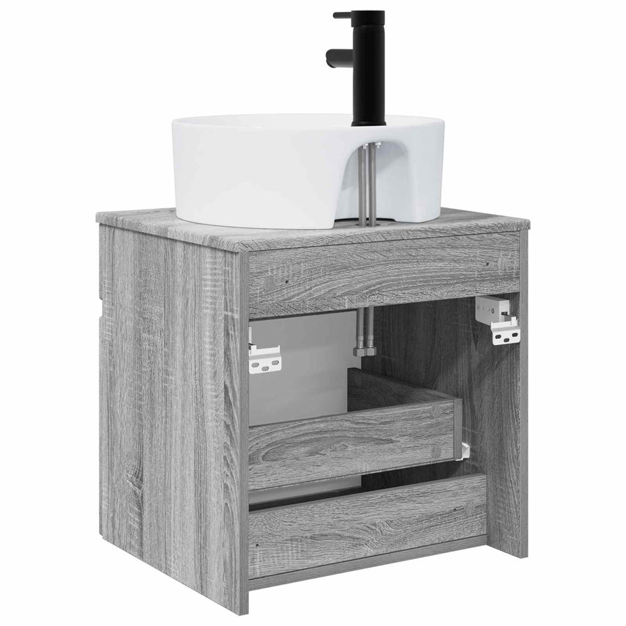 Wandgemonteerde wastafelmeubel Grijs Sonoma 49 x 44,5 x 65 cm