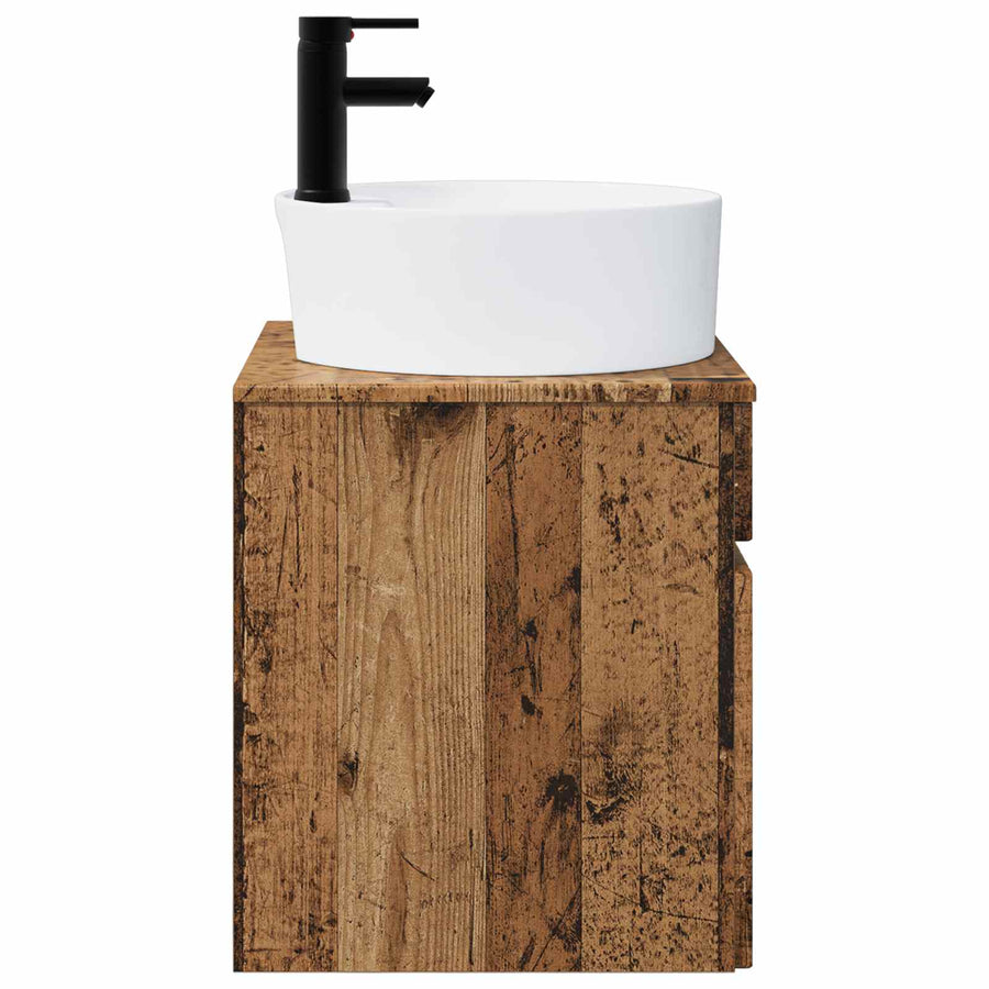 Wandgemonteerde wastafelmeubel Oud hout 49 x 44,5 x 65 cm