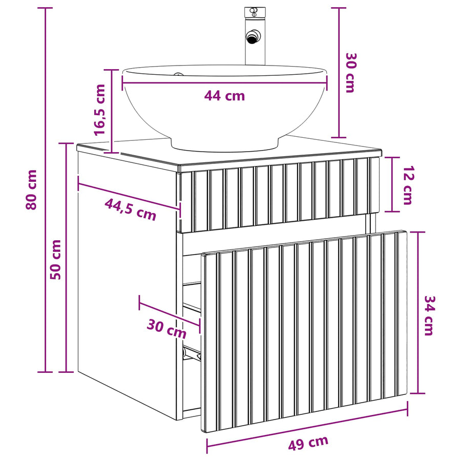 Wandgemonteerde wastafelmeubel Betongrijs 49 x 44,5 x 66,5 cm