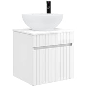 Badkamerwastafelmeubel 49x44.5x66.5 cm hoogglans wit bewerkt hout muurmontage