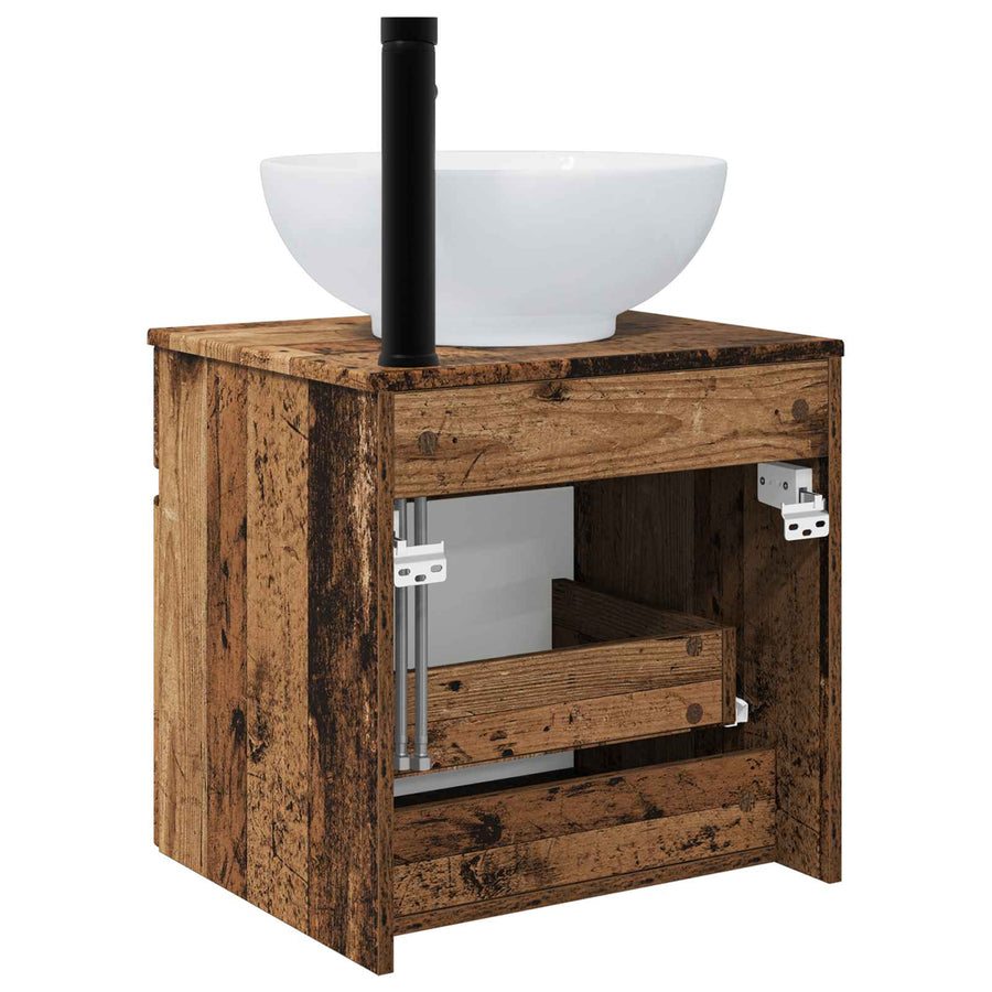 Wandgemonteerde wastafelmeubel Oud hout 49 x 44,5 x 66,5 cm