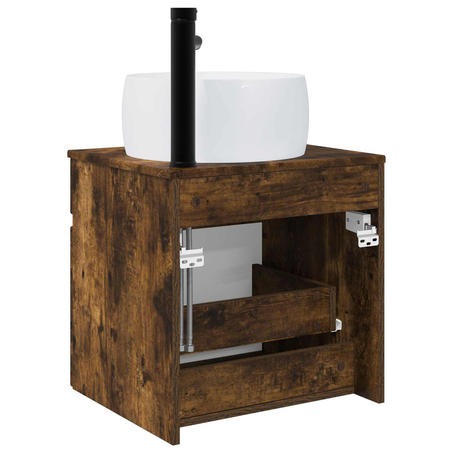 Wandgemonteerde wastafelmeubel Gerookt eiken 49 x 44,5 x 66 cm