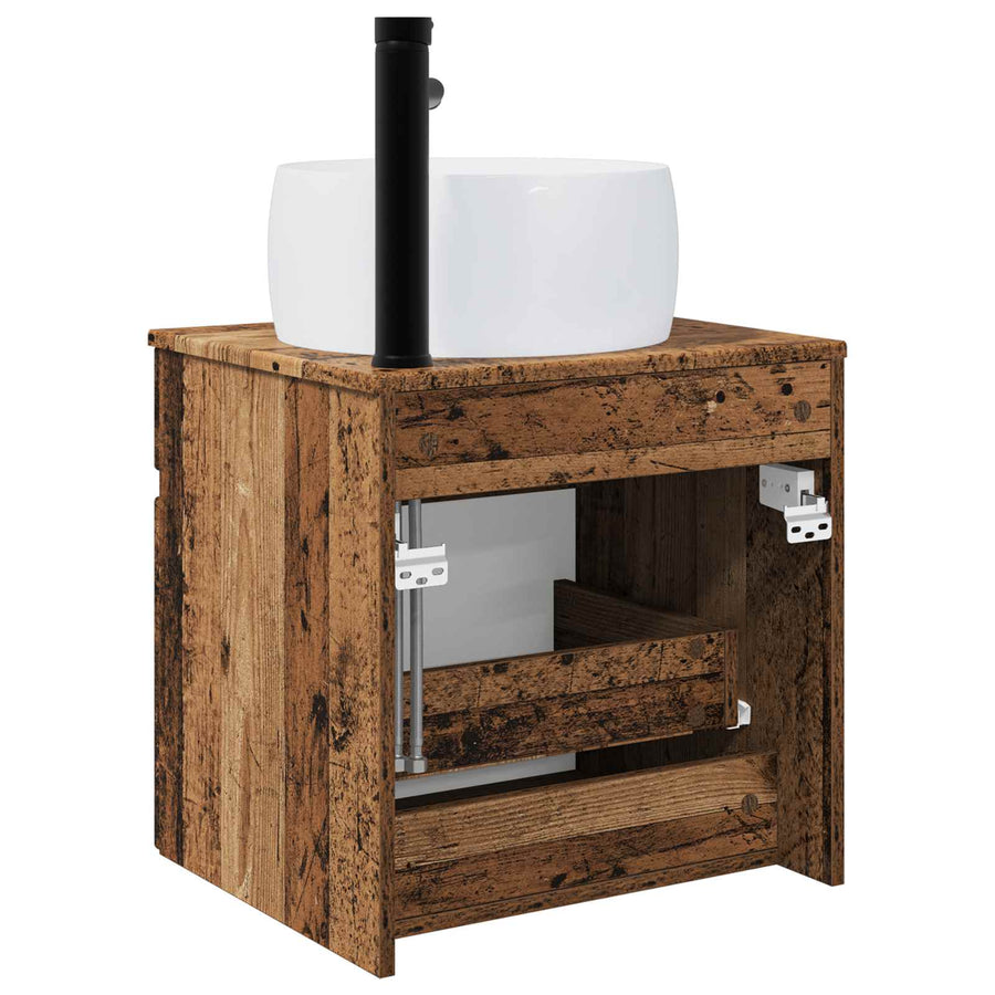 Wandgemonteerde wastafelmeubel Oud hout 49 x 44,5 x 66 cm