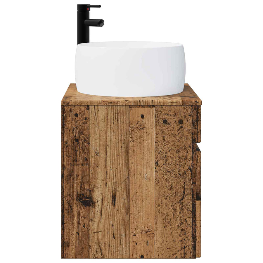 Wandgemonteerde wastafelmeubel Oud hout 49 x 44,5 x 66 cm