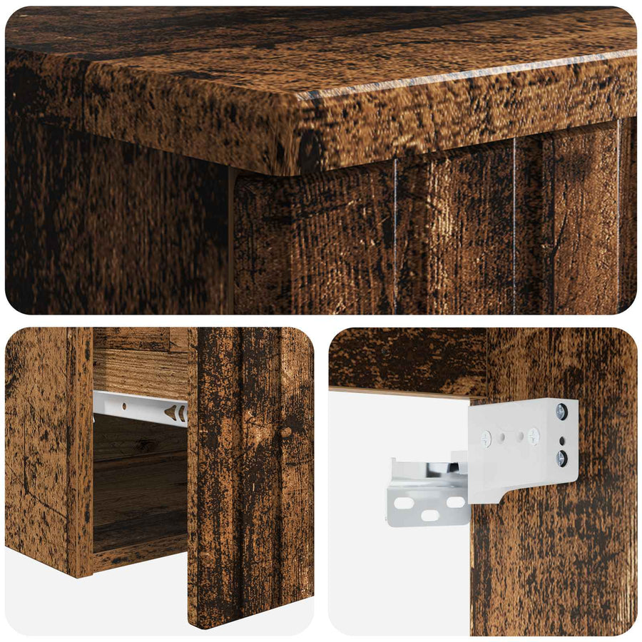 Wandgemonteerde wastafelmeubel Oud hout 49 x 44,5 x 65,5 cm