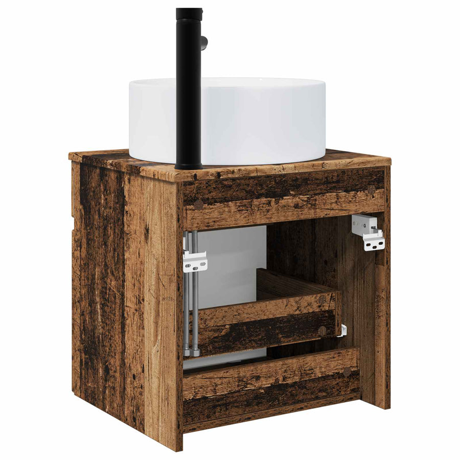 Wandgemonteerde wastafelmeubel Oud hout 49 x 44,5 x 65,5 cm