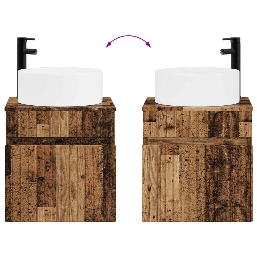 Wandgemonteerde wastafelmeubel Oud hout 49 x 44,5 x 65,5 cm