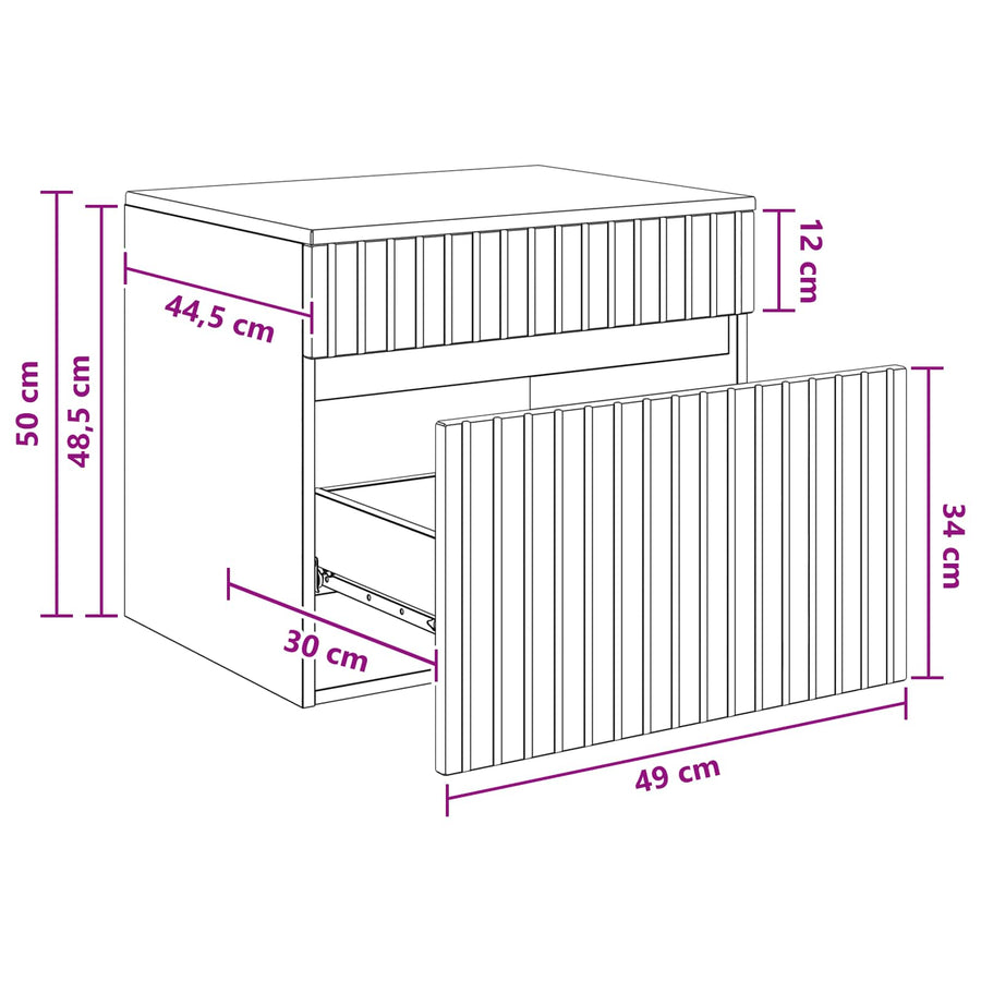Wand Gemonteerde Badkamerkast Zwart 59 x 44,5 x 50 cm
