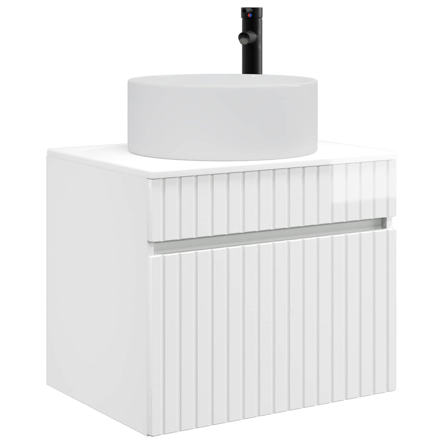Wand Gemonteerde Badkamerkast Hoogglans Wit 59 x 44,5 x 50 cm