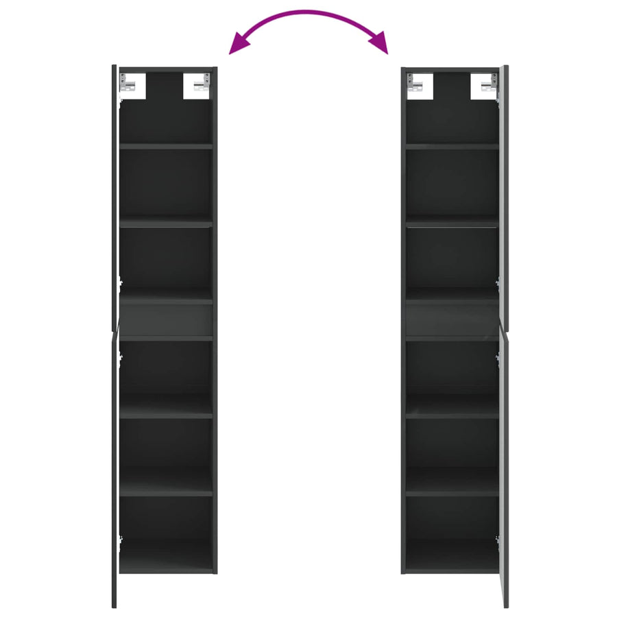 Wand Gemonteerde Badkamerkast Zwart 33 x 34,5 x 160 cm