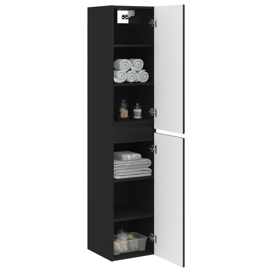 Wand Gemonteerde Badkamerkast Zwart 33 x 34,5 x 160 cm