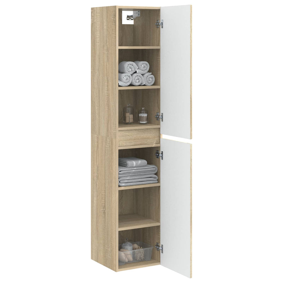 Wand Gemonteerde Badkamerkast Sonoma Eiken 33 x 34,5 x 160 cm