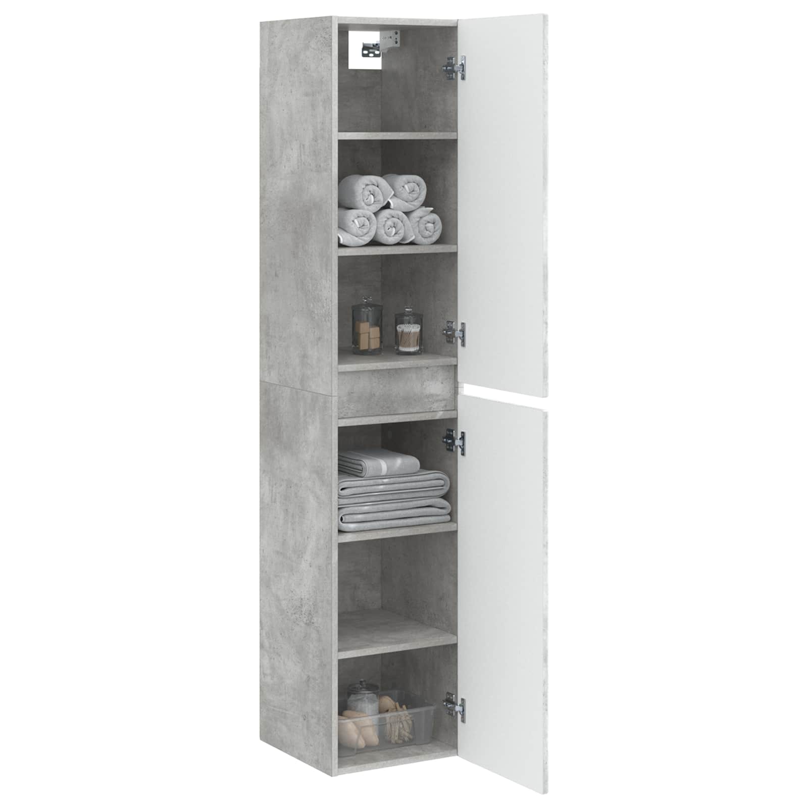 Wand Gemonteerde Badkamerkast Betongrijs 33 x 34,5 x 160 cm