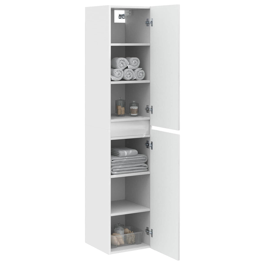 Wand Gemonteerde Badkamerkast Hoogglans Wit 33 x 34,5 x 160 cm