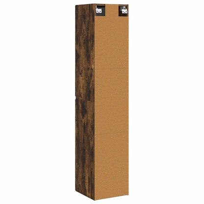 Wand Gemonteerde Badkamerkast Gerookt eiken 33 x 34,5 x 160 cm