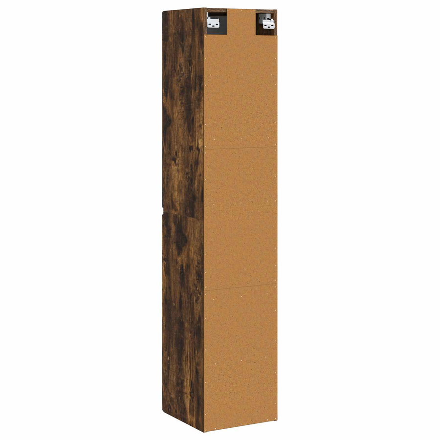 Wand Gemonteerde Badkamerkast Gerookt eiken 33 x 34,5 x 160 cm