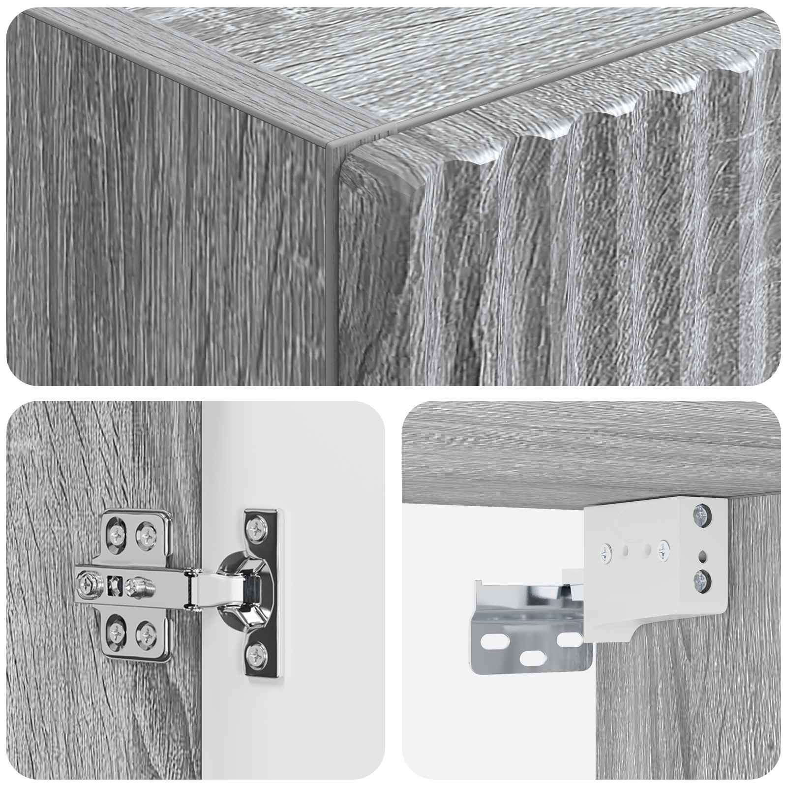 Wand Gemonteerde Badkamerkast Grijs Sonoma 33 x 34,5 x 160 cm